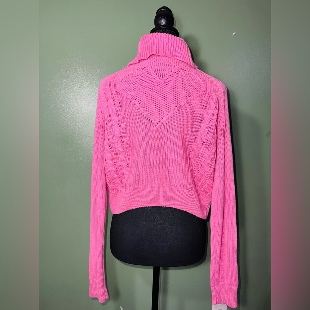 Forever 21 Pink Cutout Cable Knit Turtleneck Sweater - Picture 3 of 5